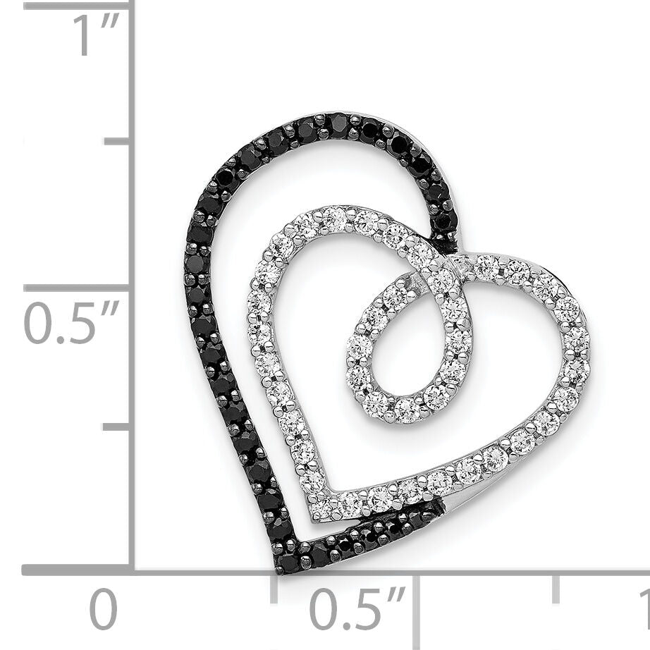 14k White Gold Black and White Diamond Entwined Heart Chain Slide-PM4919-040-WA