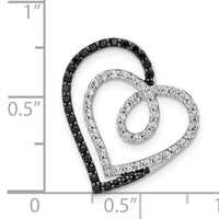 14k White Gold Black and White Diamond Entwined Heart Chain Slide-PM4919-040-WA