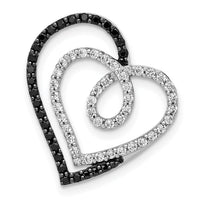 14k White Gold Black and White Diamond Entwined Heart Chain Slide-PM4919-040-WA