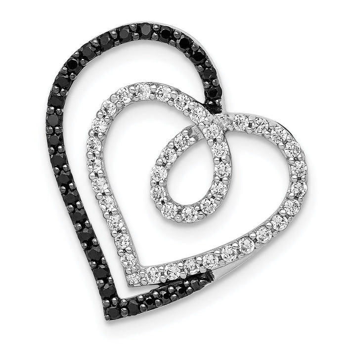 14k White Gold Black and White Diamond Entwined Heart Chain Slide-PM4919-040-WA