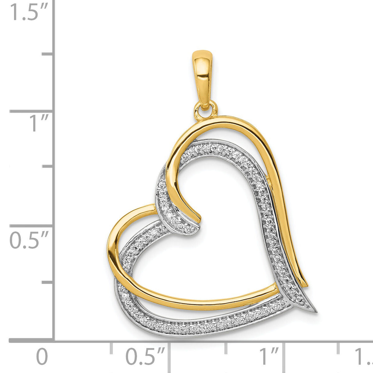 14k 1/6ct. Diamond Double Heart Pendant-PM4920-016-YA