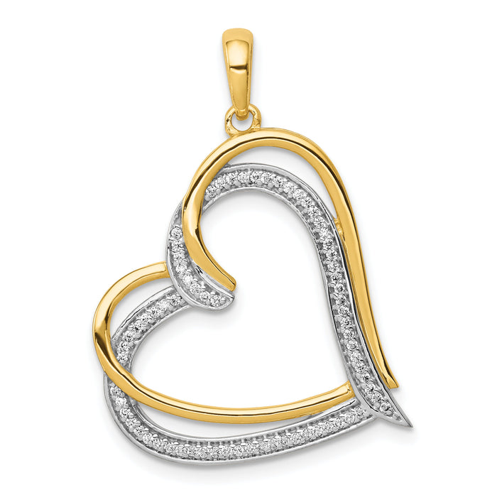 14k 1/6ct. Diamond Double Heart Pendant-PM4920-016-YA