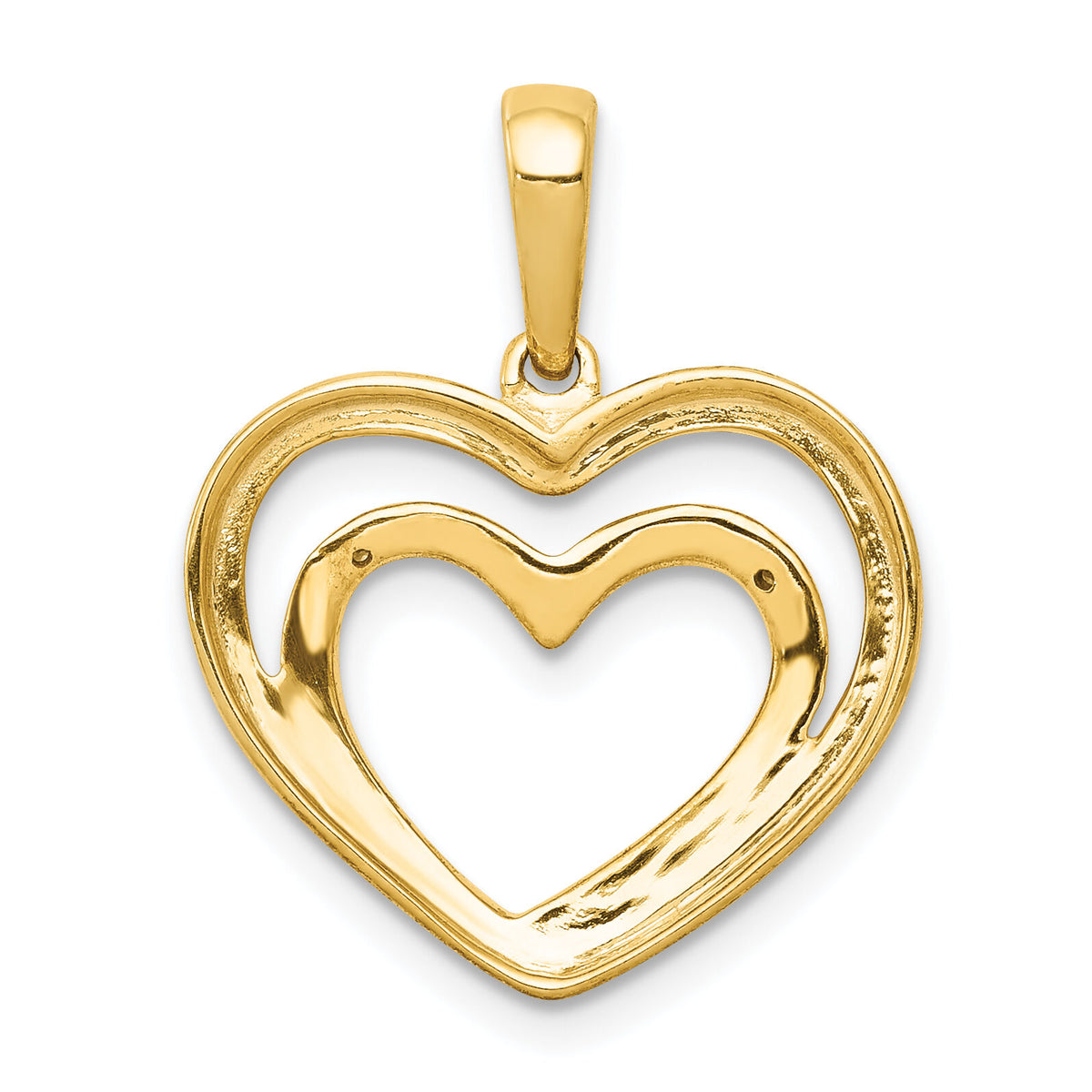 14k .01ct. Diamond and Rhodium Double Heart Pendant-PM4922-001-YA