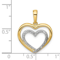 14k .01ct. Diamond and Rhodium Double Heart Pendant-PM4922-001-YA