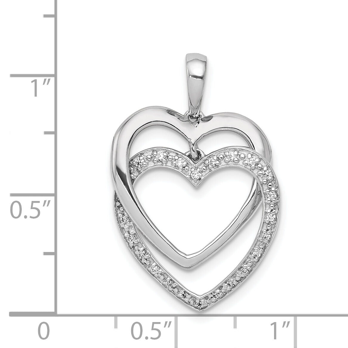 14k White Gold 1/10ct. Diamond Double Heart Pendant-PM4923-010-WA