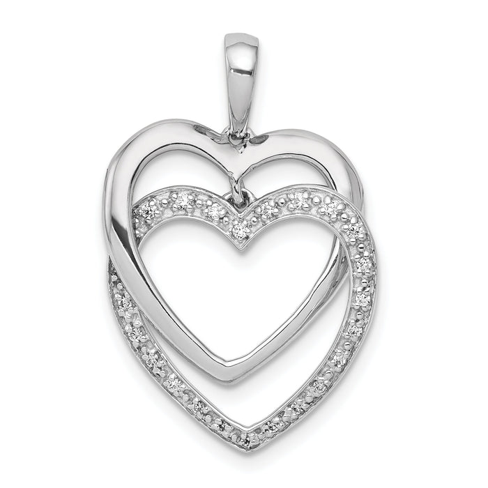 14k White Gold 1/10ct. Diamond Double Heart Pendant-PM4923-010-WA