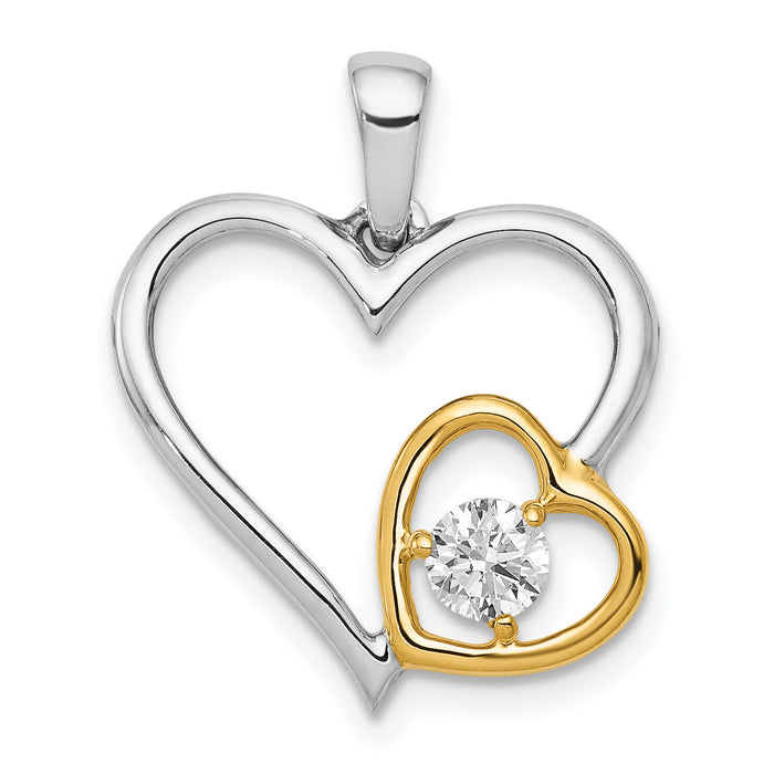 14k Two-Tone 1/5ct. Diamond Double Heart Pendant-PM4925-020-WYA