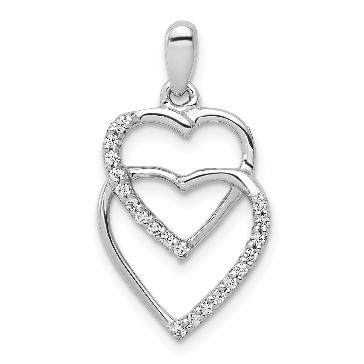 14k White Gold Diamond 1/10ct. Entwined Hearts Pendant-PM4926-010-WA