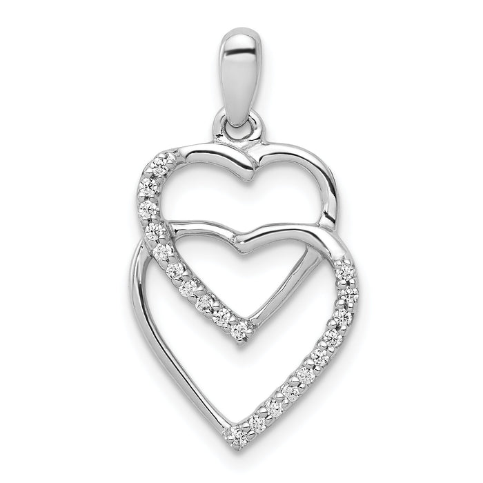 14k White Gold Diamond 1/10ct. Entwined Hearts Pendant-PM4926-010-WA