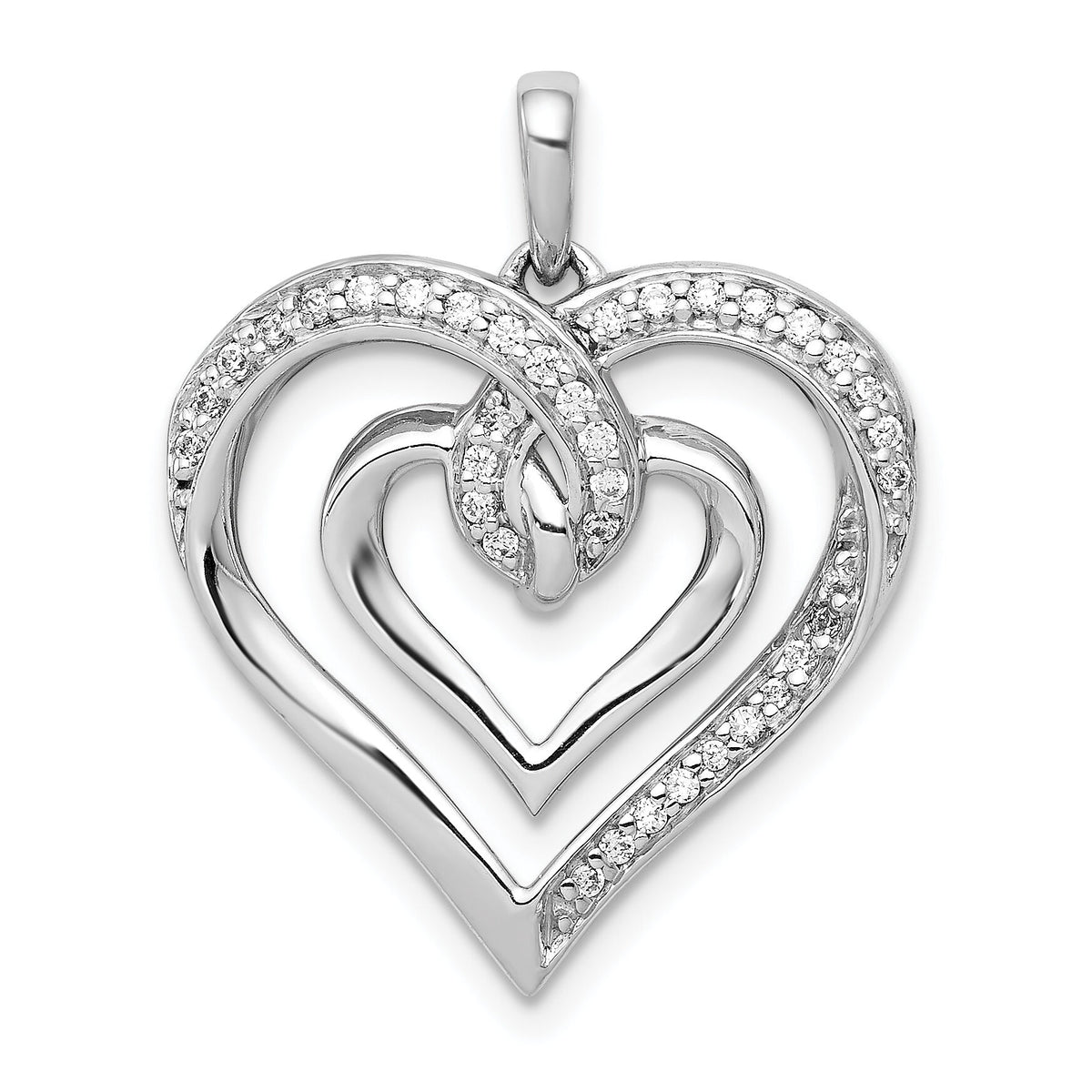 14k White Gold 1/6ct. Diamond Entwined Heart Pendant-PM4927-016-WA