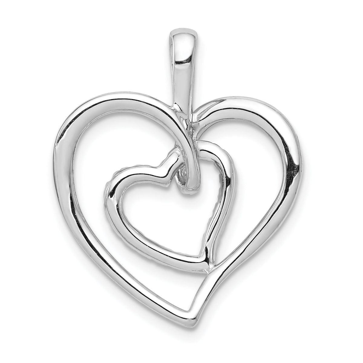 14k White Gold 1/10ct. Diamond Double Heart Pendant-PM4928-010-WA