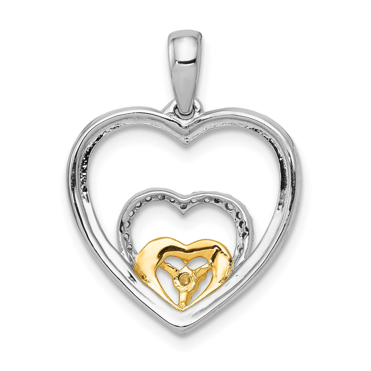 14k Two-Tone 1/15ct. Diamond Triple Heart Pendant-PM4929-008-WYA