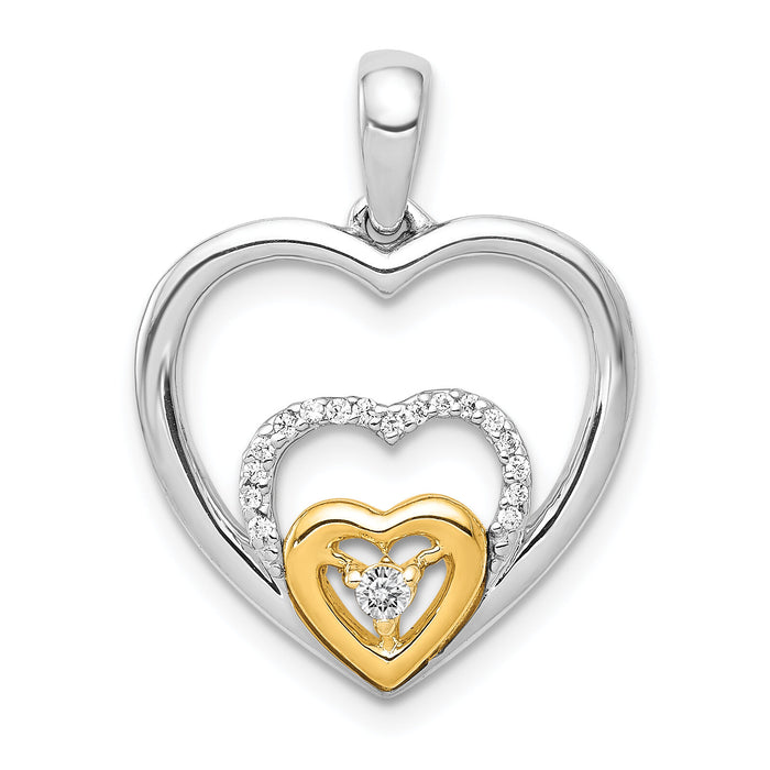 14k Two-Tone 1/15ct. Diamond Triple Heart Pendant-PM4929-008-WYA