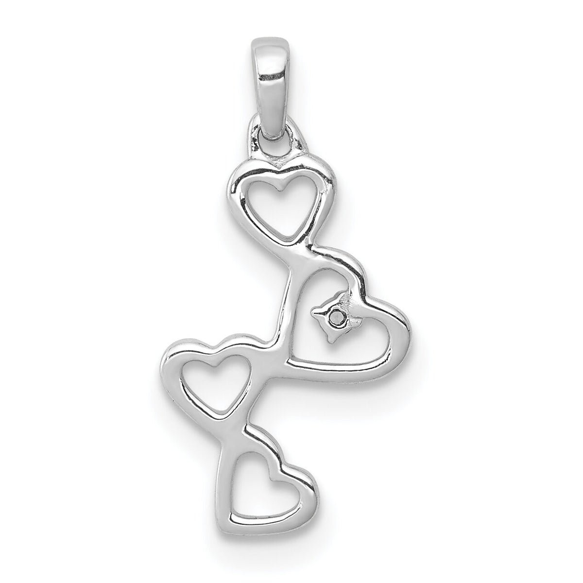 14k White Gold .01ct. Diamond Four Hearts Pendant-PM4930-001-WA