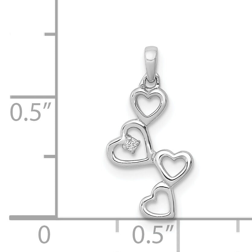 14k White Gold .01ct. Diamond Four Hearts Pendant-PM4930-001-WA