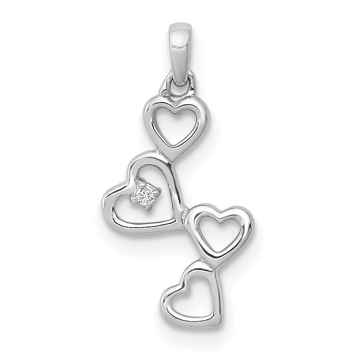 14k White Gold .01ct. Diamond Four Hearts Pendant-PM4930-001-WA