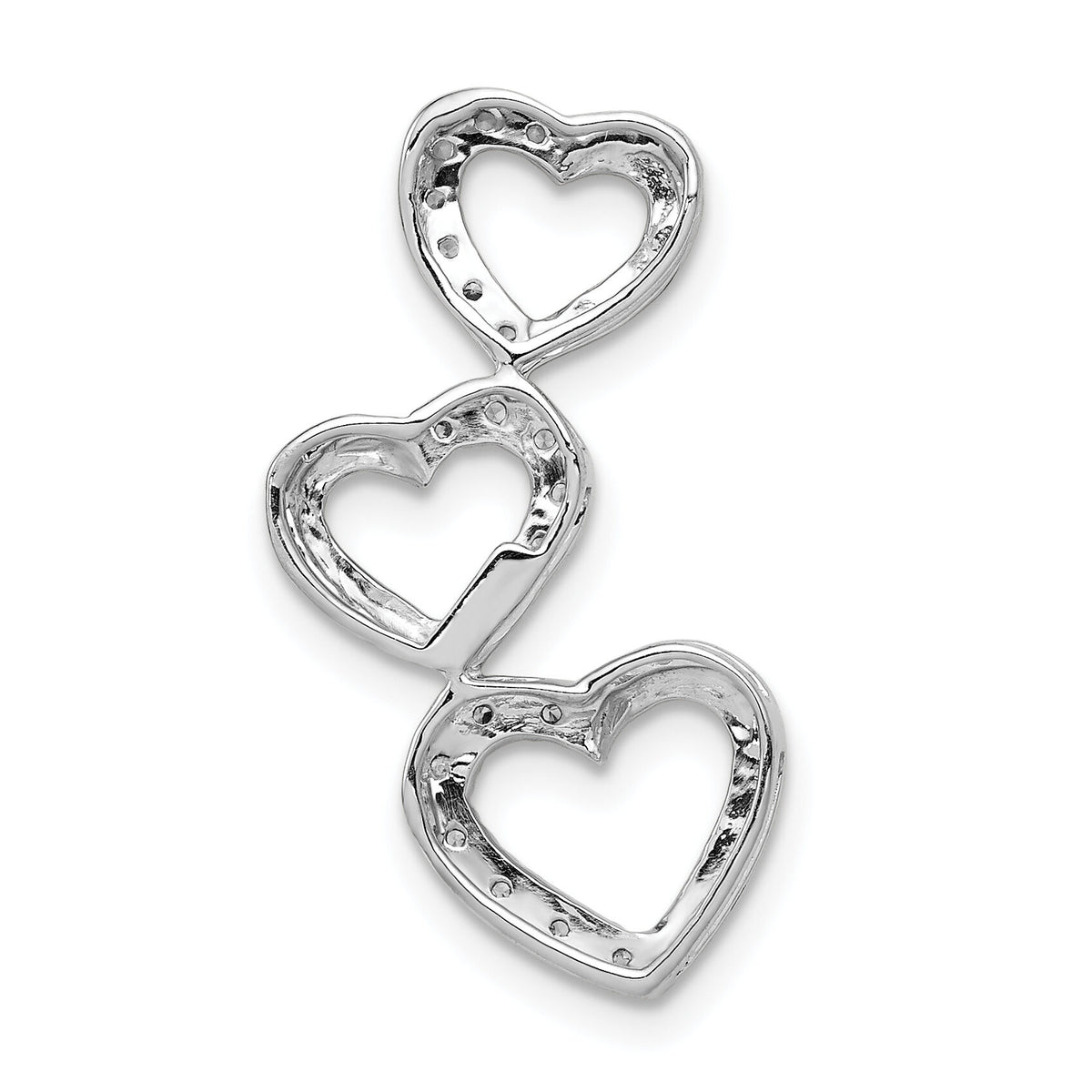14k White Gold 1/10ct. Diamond Triple Heart Chain Slide-PM4931-010-WA
