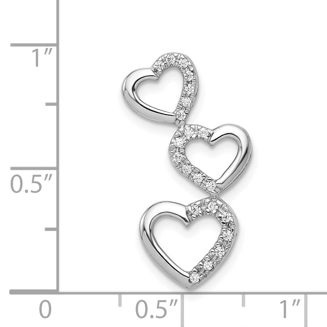 14k White Gold 1/10ct. Diamond Triple Heart Chain Slide-PM4931-010-WA