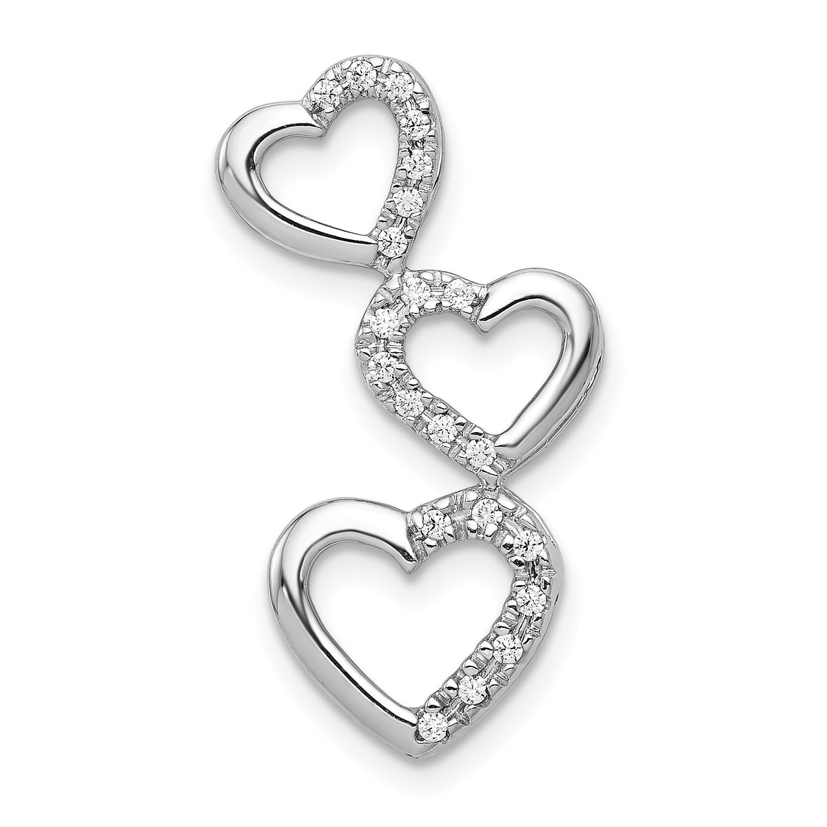 14k White Gold 1/10ct. Diamond Triple Heart Chain Slide-PM4931-010-WA