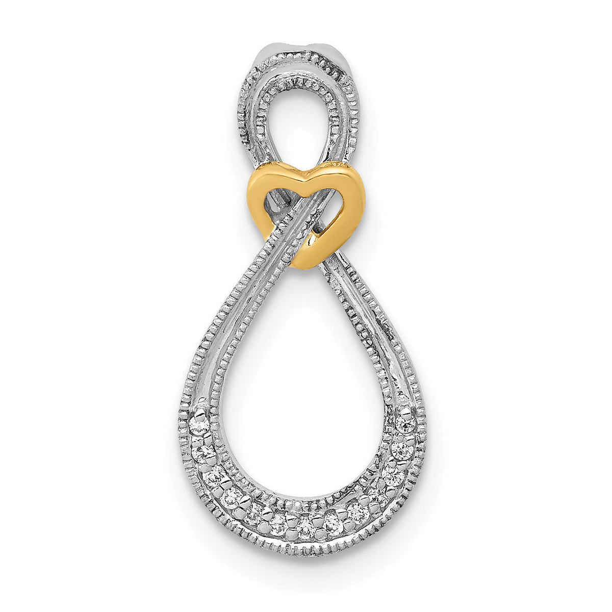 14k Two-tone 1/20ct. Diamond Infinity w/Heart Chain Slide-PM4933-006-WYA
