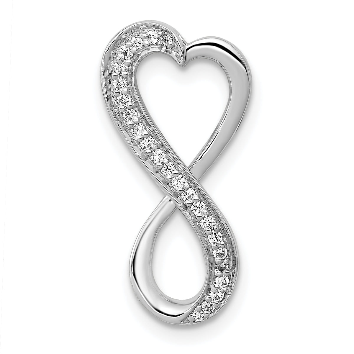 14k White Gold Diamond Freeform Heart Infinity Chain Slide-PM4935-010-WA