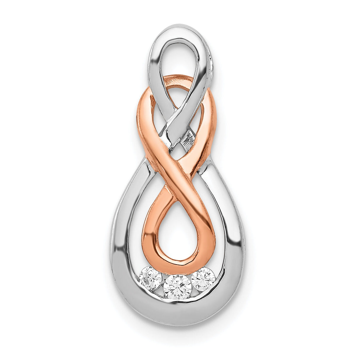 14k White and Rose Gold Diamond Double Infinity Chain Slide-PM4936-007-WRA