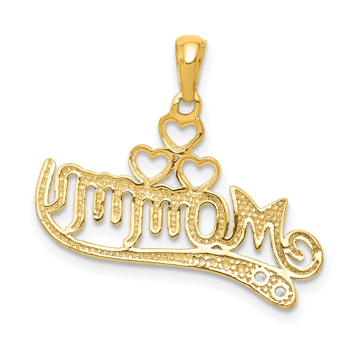 14k .02 Diamond MOMMY Double Heart pendant-PM4939-002-YA