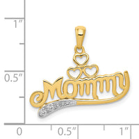 14k .02 Diamond MOMMY Double Heart pendant-PM4939-002-YA