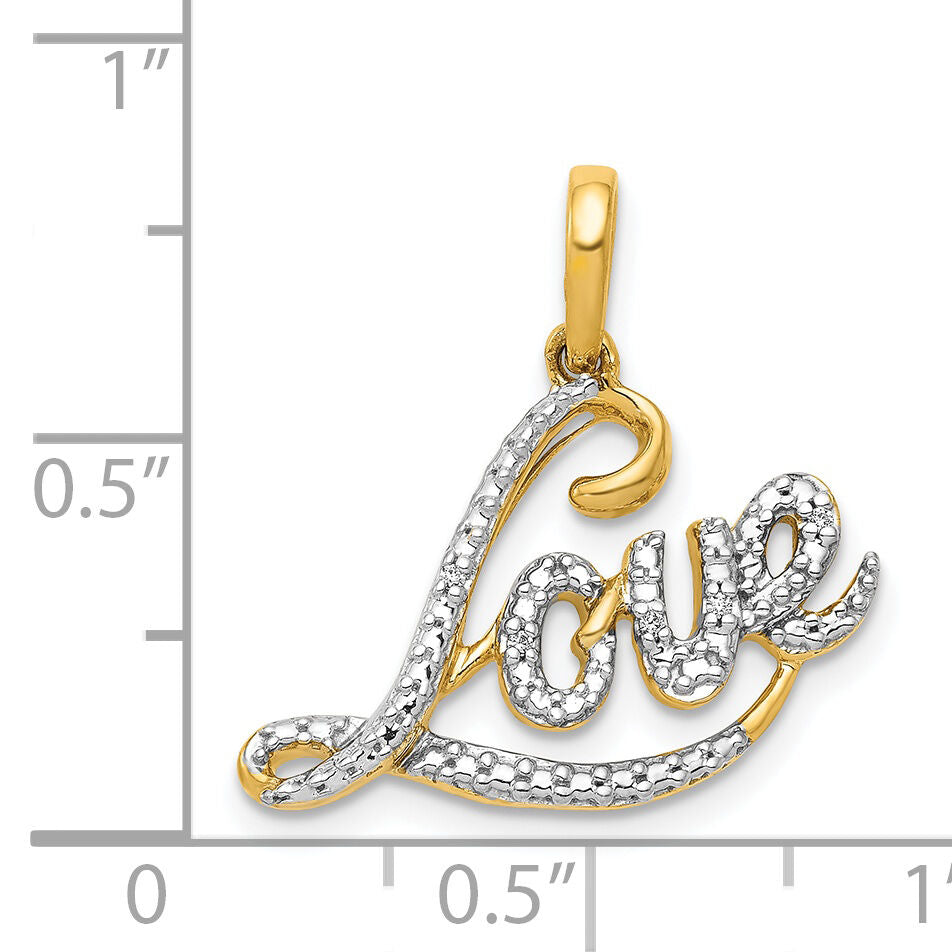 14k w/Rhodium .02ct. Diamond LOVE Pendant-PM4940-002-YA