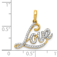 14k w/Rhodium .02ct. Diamond LOVE Pendant-PM4940-002-YA