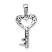 14k White Gold 1/20ct. Diamond Heart Key Pendant-PM4941-005-WA