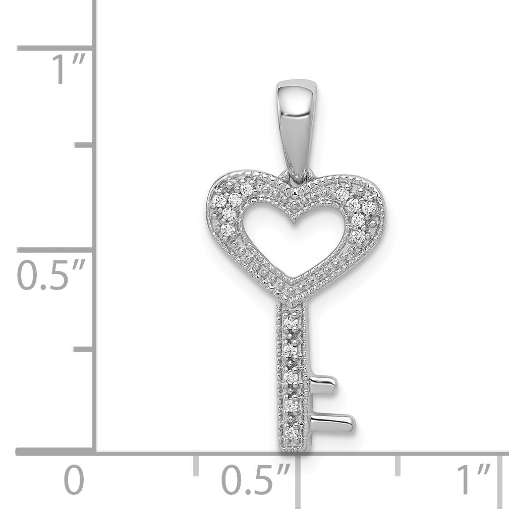 14k White Gold 1/20ct. Diamond Heart Key Pendant-PM4941-005-WA