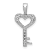 14k White Gold 1/20ct. Diamond Heart Key Pendant-PM4941-005-WA