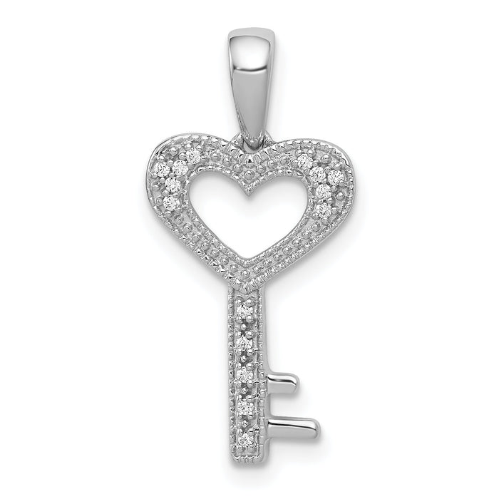14k White Gold 1/20ct. Diamond Heart Key Pendant-PM4941-005-WA