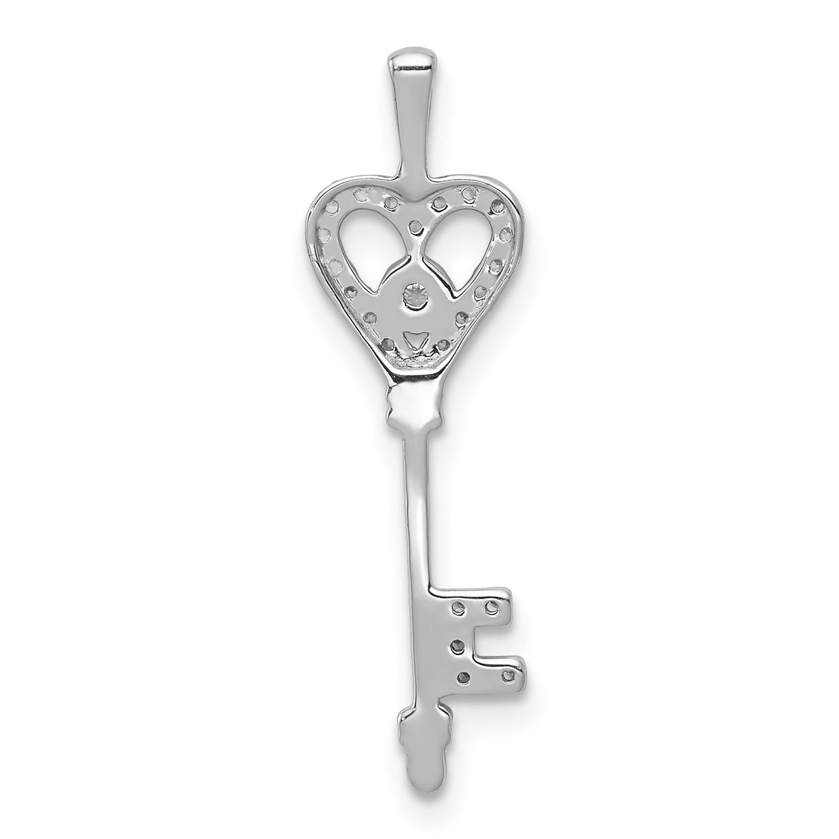 14k White Gold 1/10ct. Diamond Heart Key Pendant-PM4942-010-WA