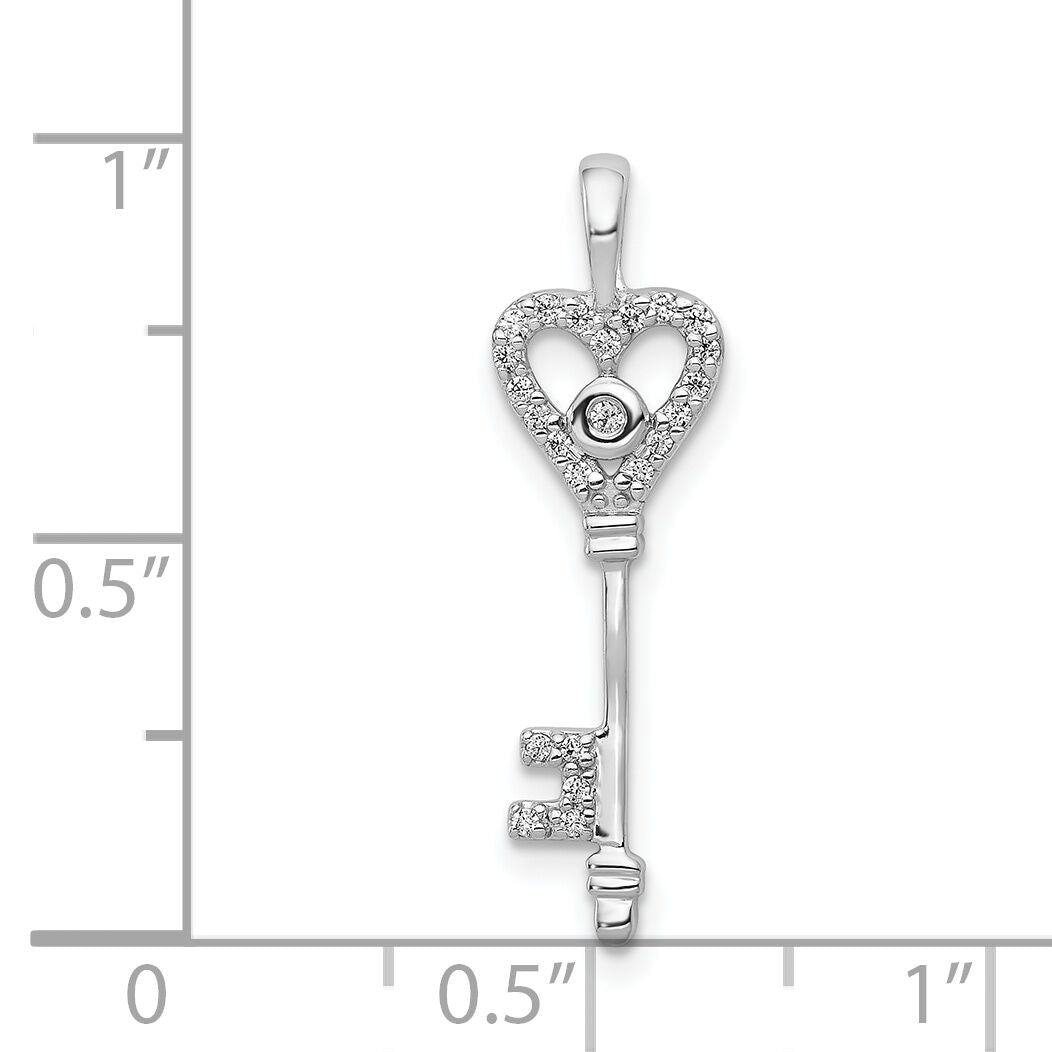 14k White Gold 1/10ct. Diamond Heart Key Pendant-PM4942-010-WA