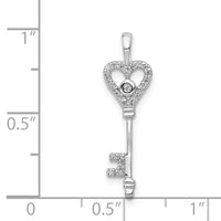 14k White Gold 1/10ct. Diamond Heart Key Pendant-PM4942-010-WA