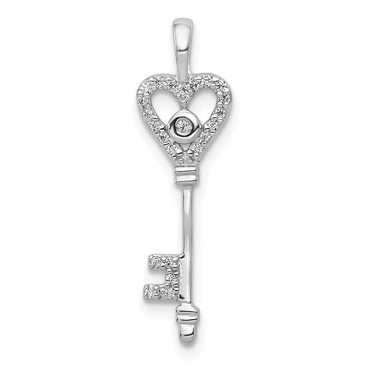 14k White Gold 1/10ct. Diamond Heart Key Pendant-PM4942-010-WA
