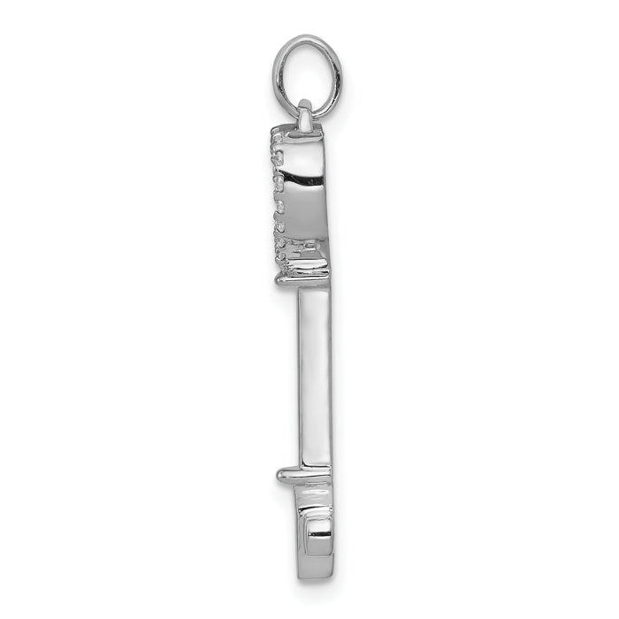 14k White Gold Diamond Heart Key Pendant-PM4943-010-WA