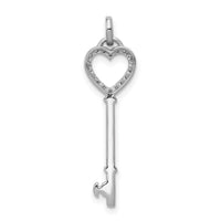14k White Gold Diamond Heart Key Pendant-PM4943-010-WA