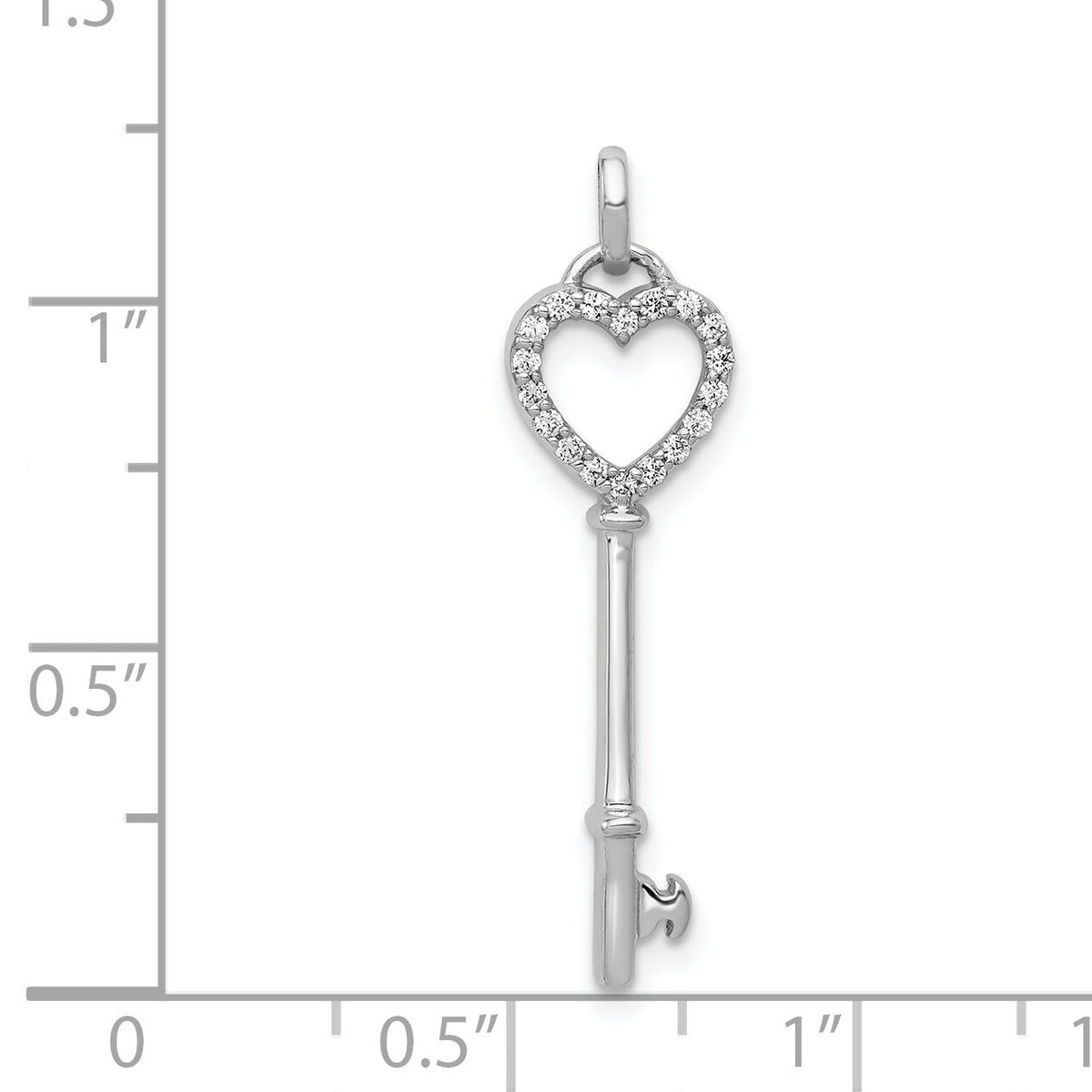14k White Gold Diamond Heart Key Pendant-PM4943-010-WA