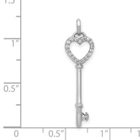 14k White Gold Diamond Heart Key Pendant-PM4943-010-WA