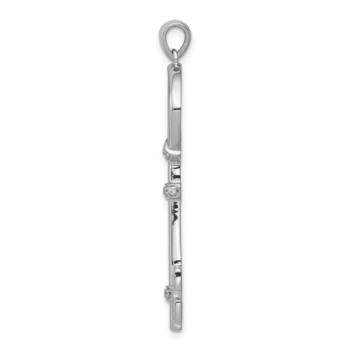 14k White Gold Diamond Circle Key Pendant-PM4945-013-WA