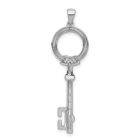 14k White Gold Diamond Circle Key Pendant-PM4945-013-WA