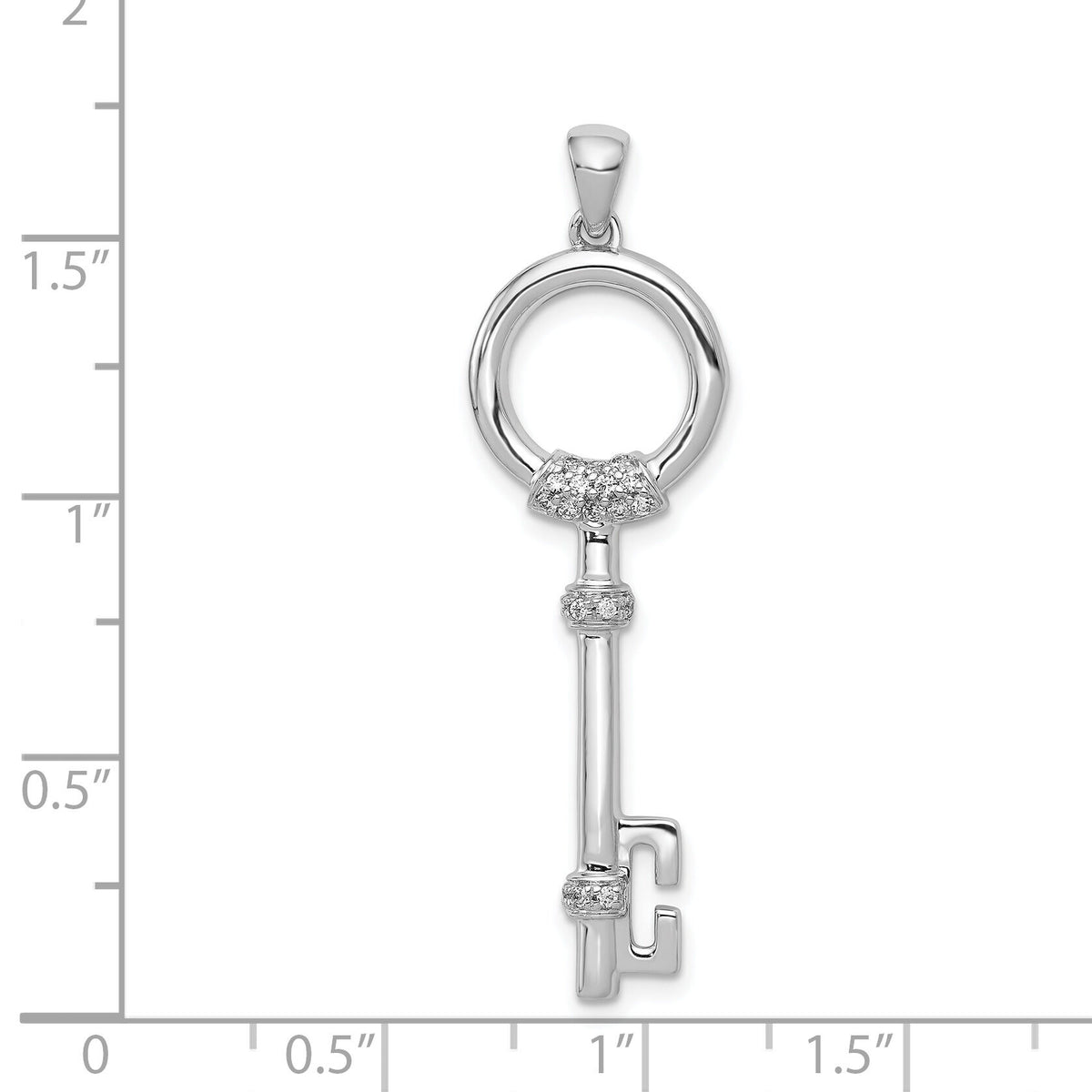 14k White Gold Diamond Circle Key Pendant-PM4945-013-WA