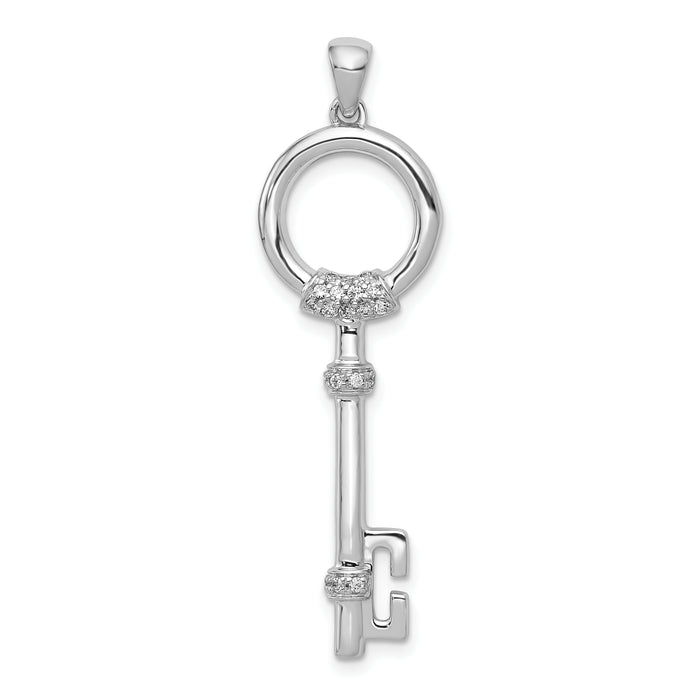 14k White Gold Diamond Circle Key Pendant-PM4945-013-WA