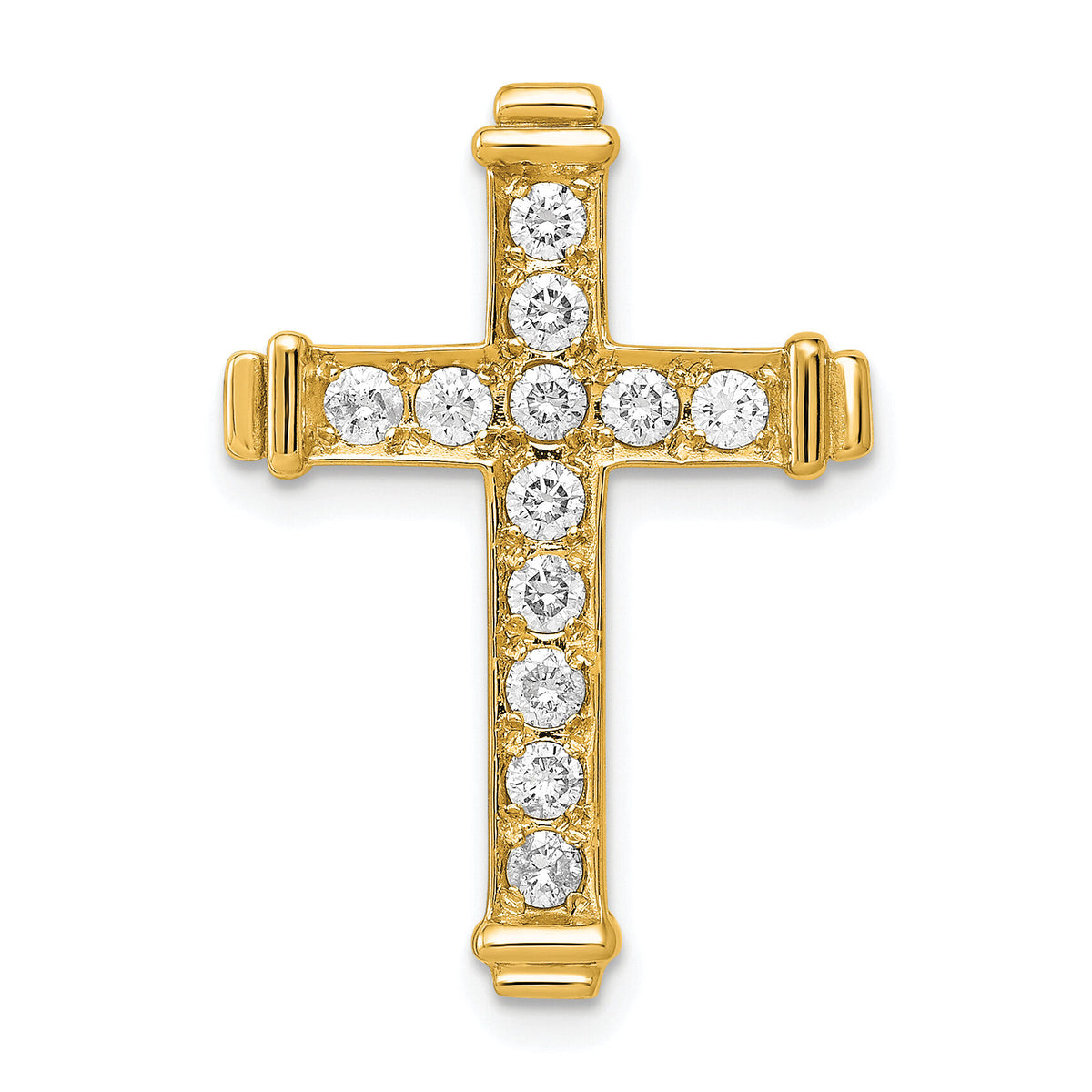 14k AA 3/8ct. Diamond Latin Cross Chain Slide-PM4955-040-YA