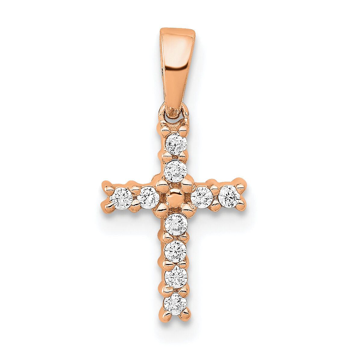 14k Rose Gold Diamond Latin Cross Pendant-PM4956-010-RA