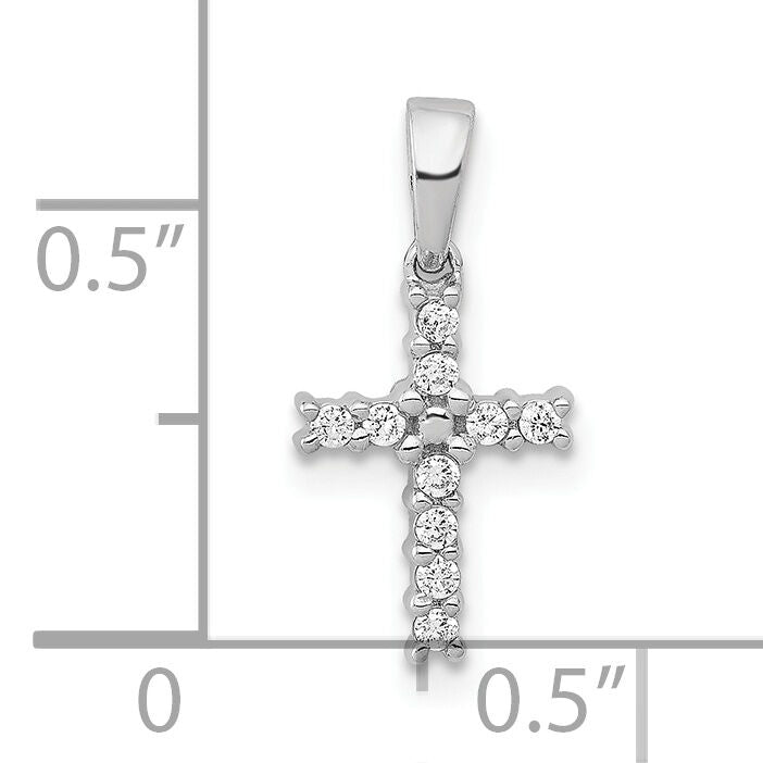 14k White Gold Diamond Latin Cross Pendant-PM4956-010-WA