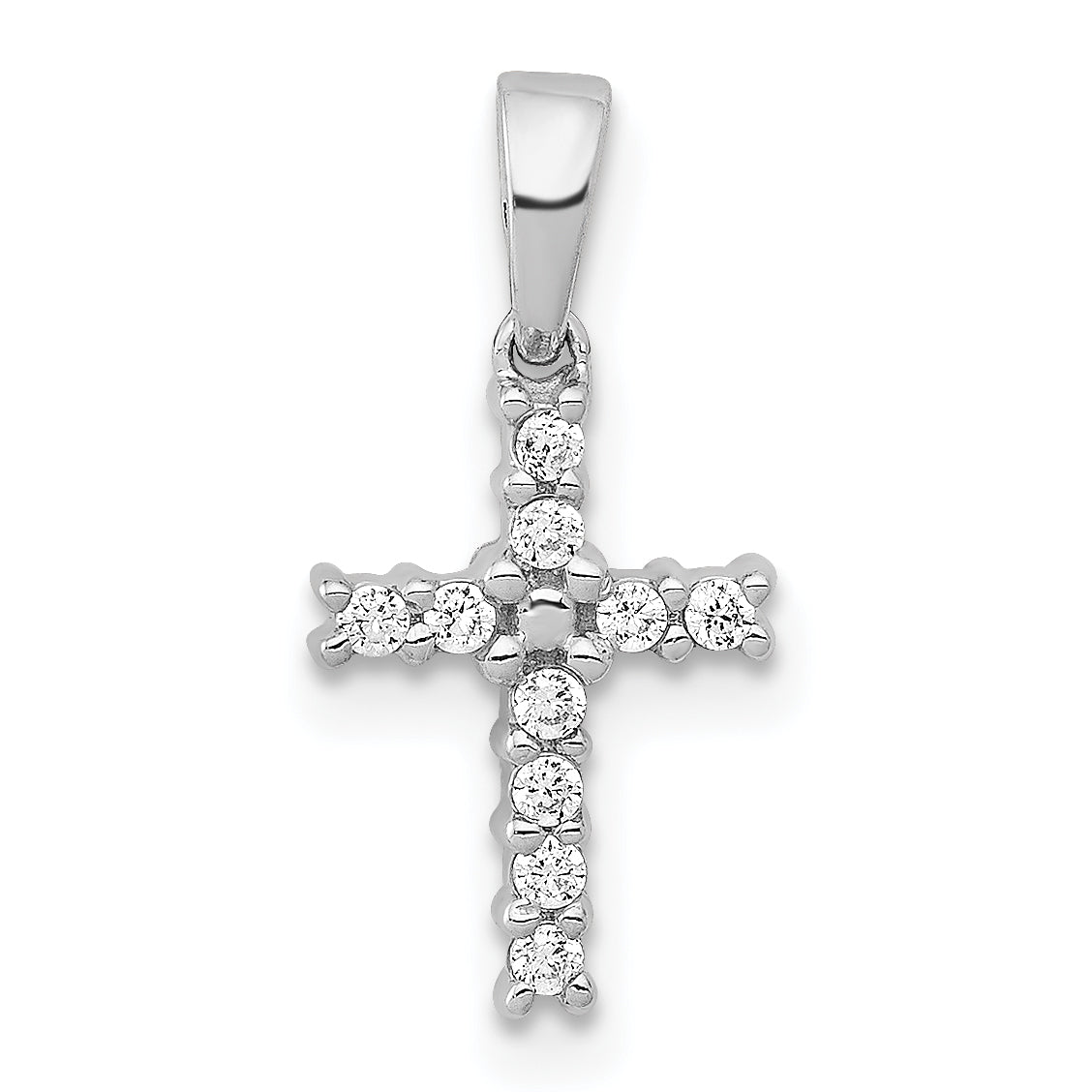14k White Gold Diamond Latin Cross Pendant-PM4956-010-WA